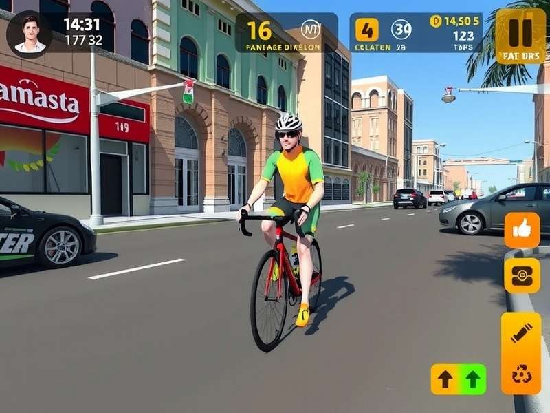Namaste Cycling Supreme gameplay showing cyclist in Indian city
